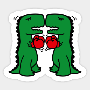 Funny boxing dinosaurs boxing school kids cartoon Sticker